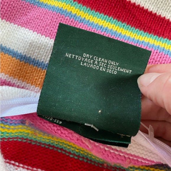 Ralph Lauren Beachside Preppy Knit Striped Cotton Pillow Cover Square 18” Throw - Picture 4 of 5